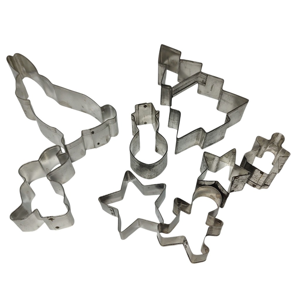 Vintage Holiday Metal Cookie Cutter Christmas Easter Small to Large Set of Eight